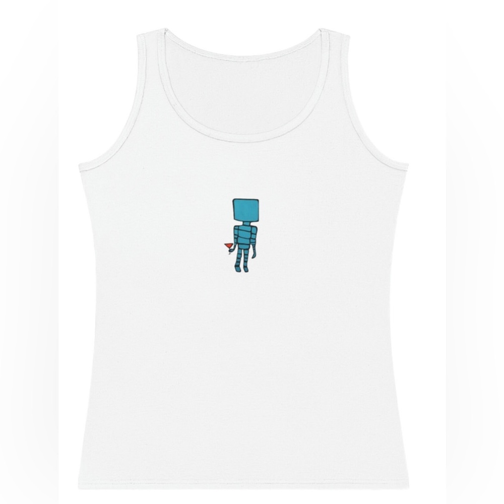 Blue Robot Apparel White Tank Top